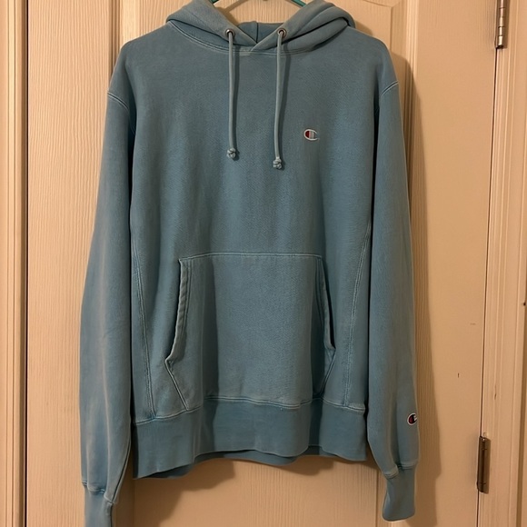 Champion Baby Blue Hoodie Reverse Weave Men’s Medium - Picture 1 of 5
